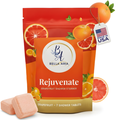 Bella Aria by Just Us Chix – Rejuvenate Grapefruit Shower Steamers (7 Tablets + Mesh Bag)