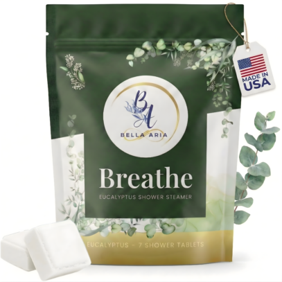 Bella Aria Eucalyptus Shower Steamers – Aromatherapy Spa Experience (7 Tablets + Mesh Bag)