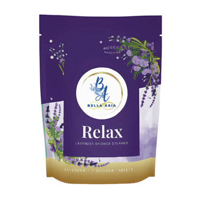 Bella Aria Relax Lavender Shower Steamers – Aromatherapy Spa Experience (7 Tablets + Mesh Bag)
